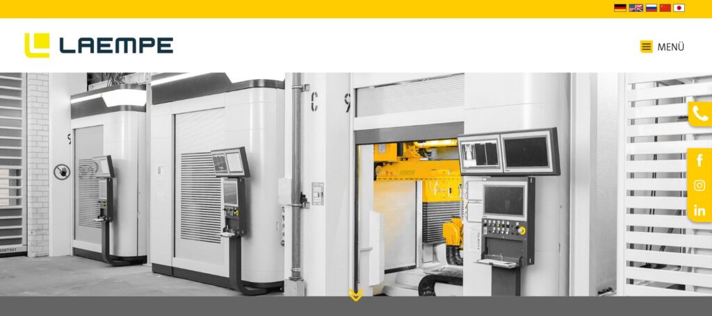 Startseite von laempe.com mit unserer Aufnahme der 3D-Drucklinie im Kopfbereich