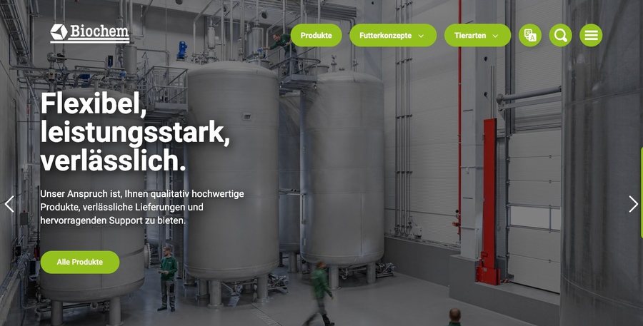 Startseite von biochem.net mit unserem Bild des Tanklagers